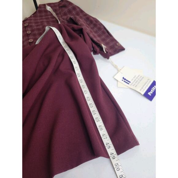 NWT VTG Leslie Belle Pleated Midi Dress Women's Size 10P Purple Plaid Tie Back - Picture 4 of 12